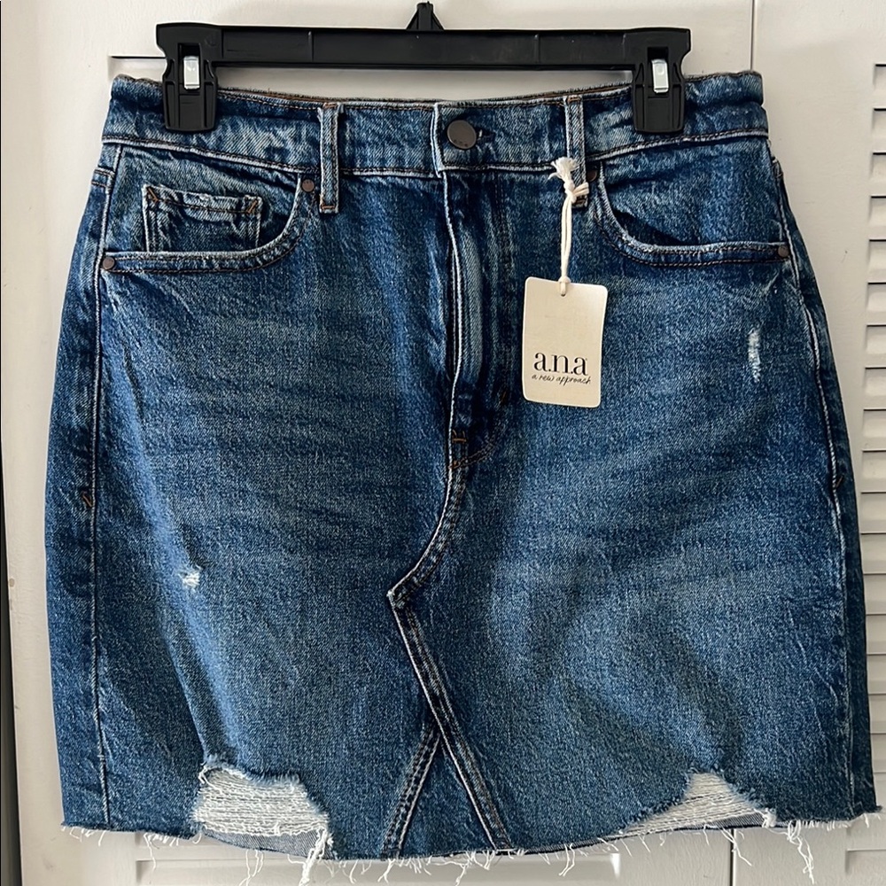 A.N.A Blue Asymmetrical Pencil Skirt